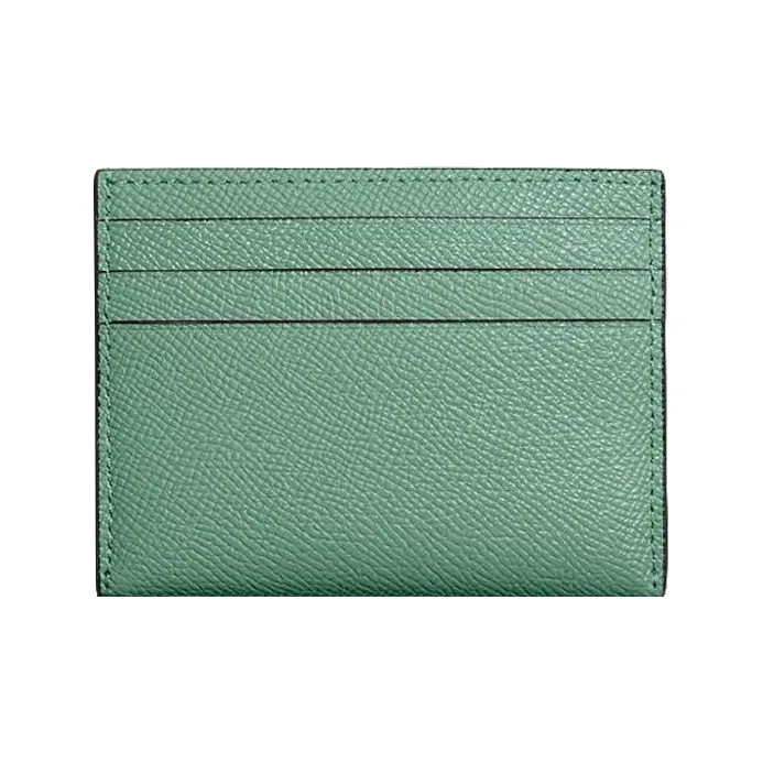 COACH Card Case Artificial Leather Card Holder Document Bag Card Holder Women's Green-1