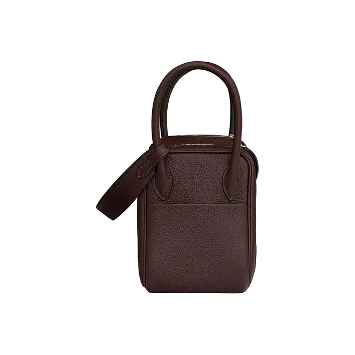 HERMES Lindy Clemence Bullock Leather Handbag Shoulder Bag Women's 0G Rouge Sellier Saddle Red-1
