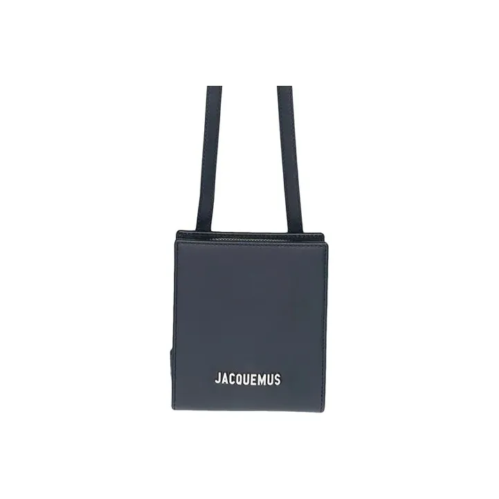 Jacquemus Cow Leather Messenger Bag Crossbody Bags Men's Black-0