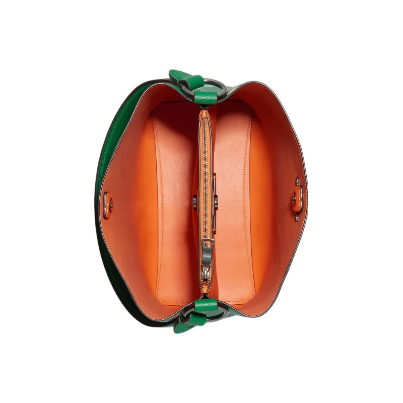 COACH Town Leather Bucket Bags Shoulder Bag Crossbody Bag Large Size Women's Green-2