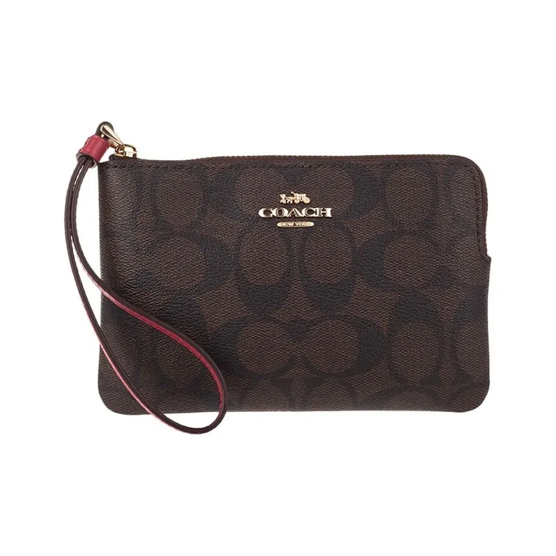 COACH Boxed Leather Clutch Women's Dark Coffee-1