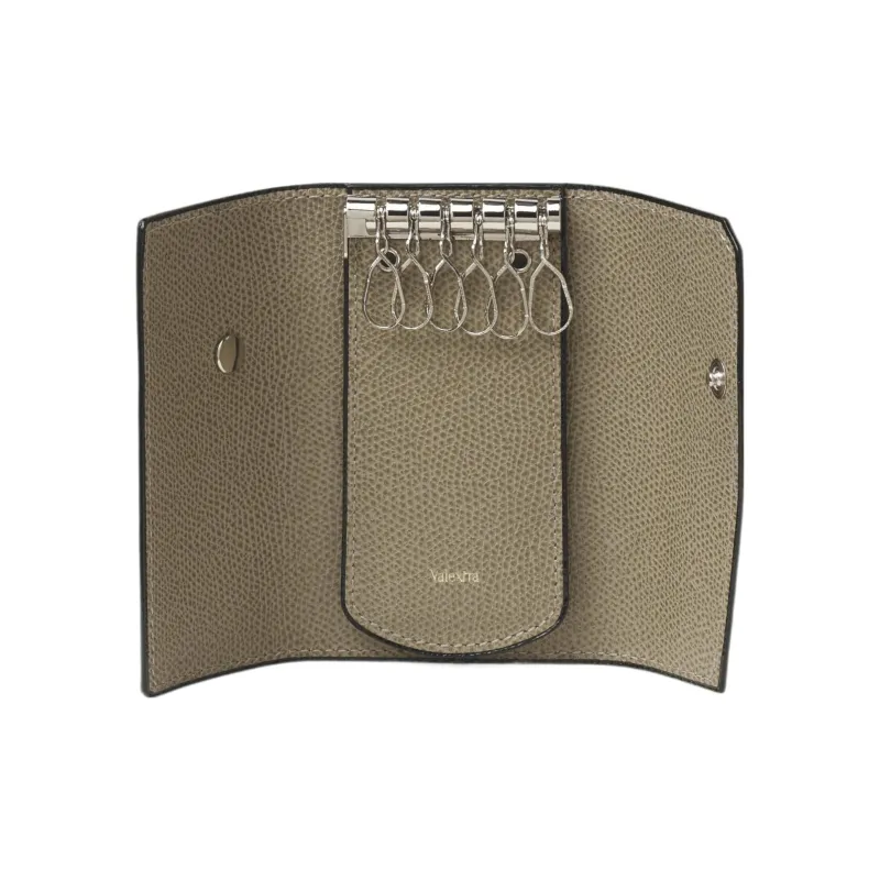 Valextra Leather Key Pouch Unisex Light Brown-2