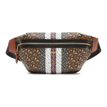 Burberry Canvas Bag, One Shoulder Crossbody Fanny Pack Medium Size Unisex Brown