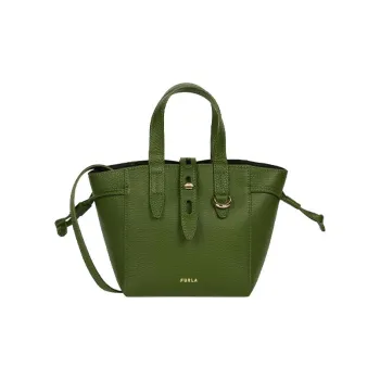 Furla Net Collection Cow Leather Tote Bag Shopping Bag Shoulder Bag Crossbody Bag Handbag Mini Women's Emerald Green