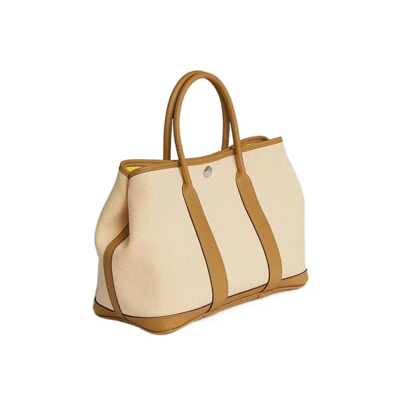 HERMES Garden Party Calfskin Garden Bag Handbag Women's Beige Yellow-1