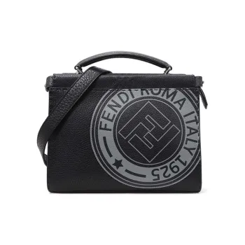 FENDI Peekaboo Leather Briefcase Crossbody Bag Shoulder Bag Men's Black