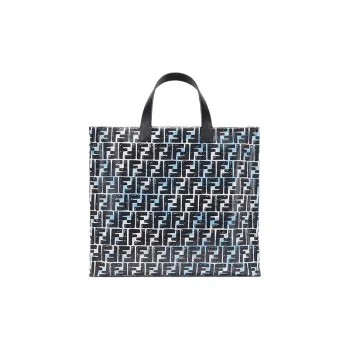 FENDI Canvas With Leather Canvas Bag Tote Shopping Bag Handbag Unisex Light Blue/White