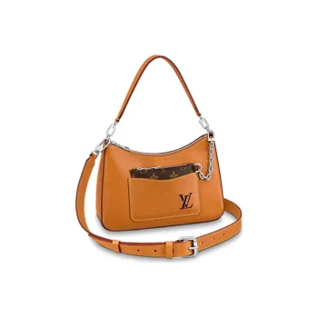 LOUIS VUITTON Epi Grain Cow Leather Shoulder Bag, Portable Crossbody Bag Women's Caramel Brown Yellow