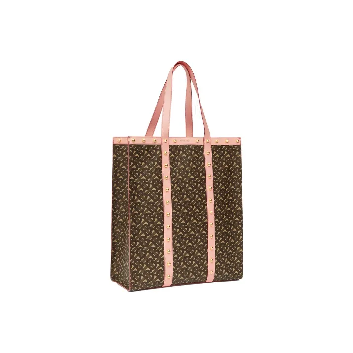 Burberry Burberry Bag Collection Canvas Tote Bag Shopping Bag Handbag Unisex Pink/TB Plaid-2