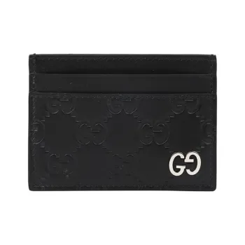 GUCCI Leather Card Holder Card Holder Men's Black