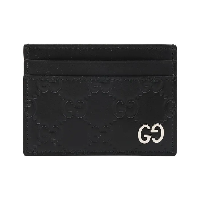 GUCCI Leather Card Holder Card Holder Men's Black-0