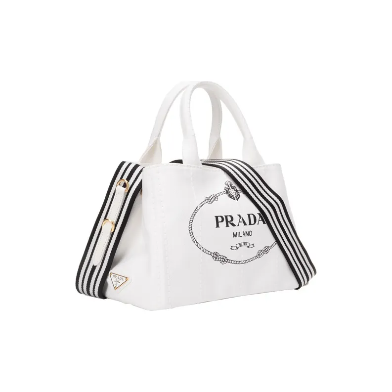PRADA Canvas Canvas Bag One Shoulder Handbag Women's White-2