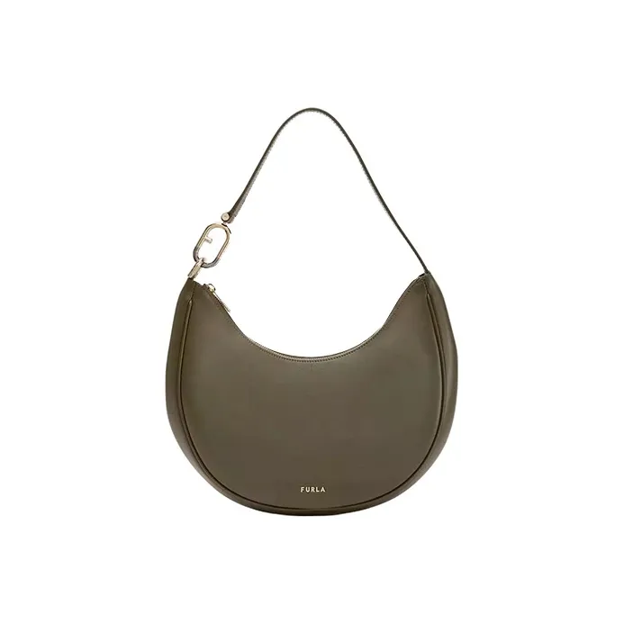 Furla Primavera Calfskin With Leather Shoulder Strap Crescent Moon Crossbody Bag Women's Sage Green-0