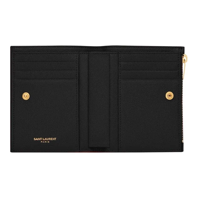 SAINT LAURENT UPTOWN Leather Wallet Trumpets Women's Black-3