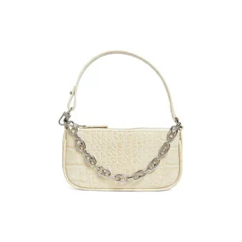 By Far Rachel Leather Baguette Shoulder Bag, Handbag Mini Women's Cream