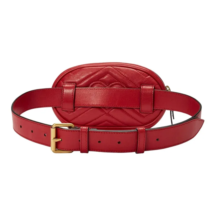 GUCCI GG Marmont Leather Sling Bag Fanny Pack Women's Red-1