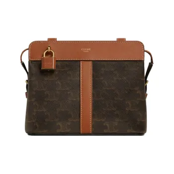 CELINE Cow Leather Handbags Shoulder Bag Crossbody Bag Women's Tawny