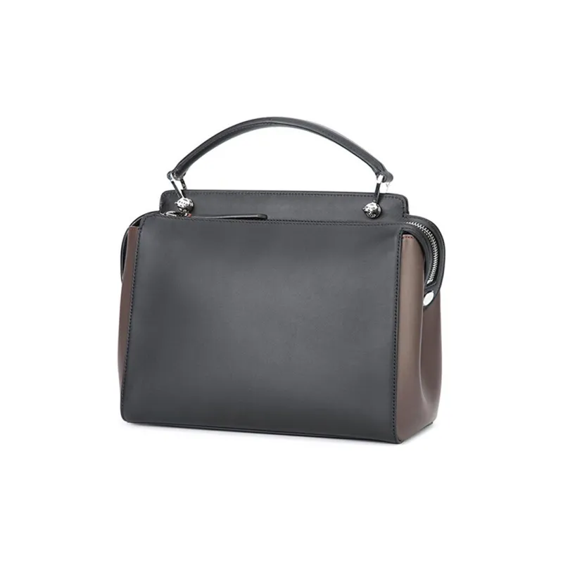 FENDI Cow Leather Shoulder Bags Handbags Large Size Women's Black-2