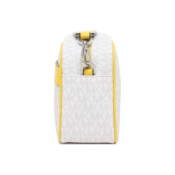 MICHAEL KORS Kenly Leather Camera Bags Crossbody Bags Large Size Women's White/Yellow-3