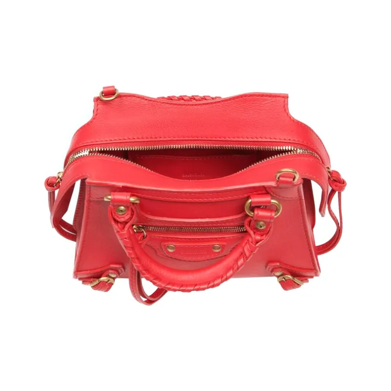 Balenciaga Cow Leather Handbag Shoulder Bags Mini Women's Red-4