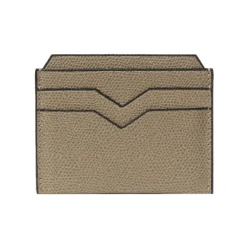 Valextra Grain Leather Card Holder Mini Unisex Oyster
