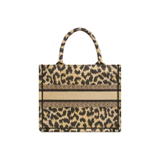 DIOR BookTote Pattern Embroidery Tote Bag Shopping Bag Handbag Women's Leopard Print-2