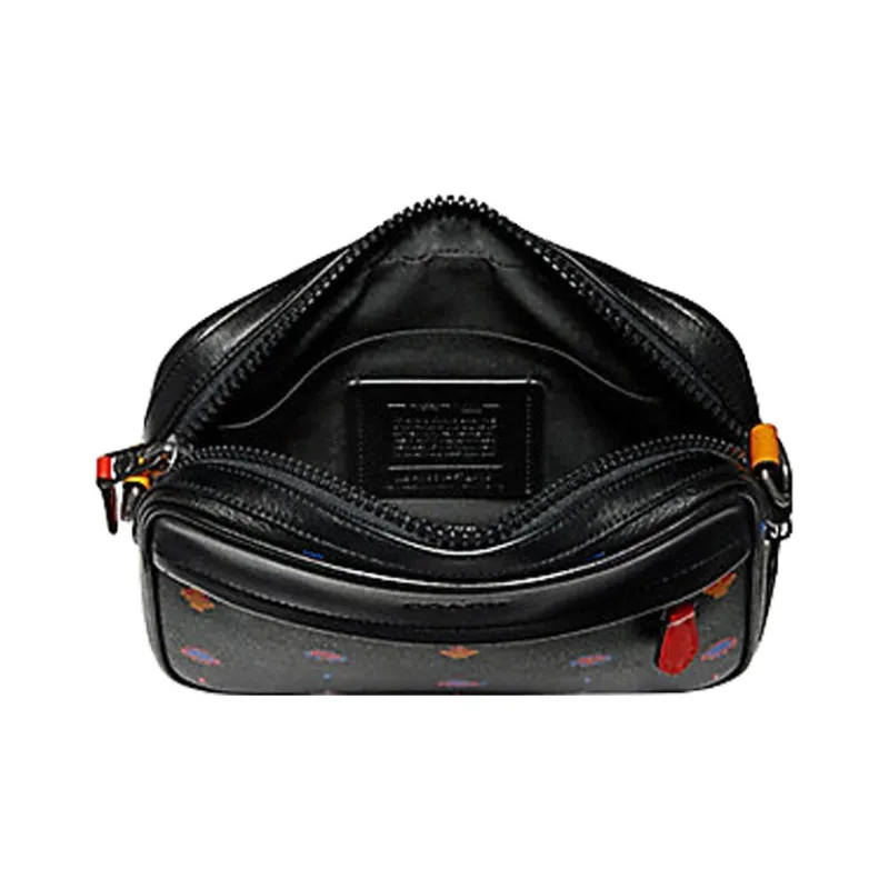 COACH Graham Coated Canvas With Calfskin Camera Bag, Shoulder Bag, Crossbody Bag Medium Size Women's Black-4