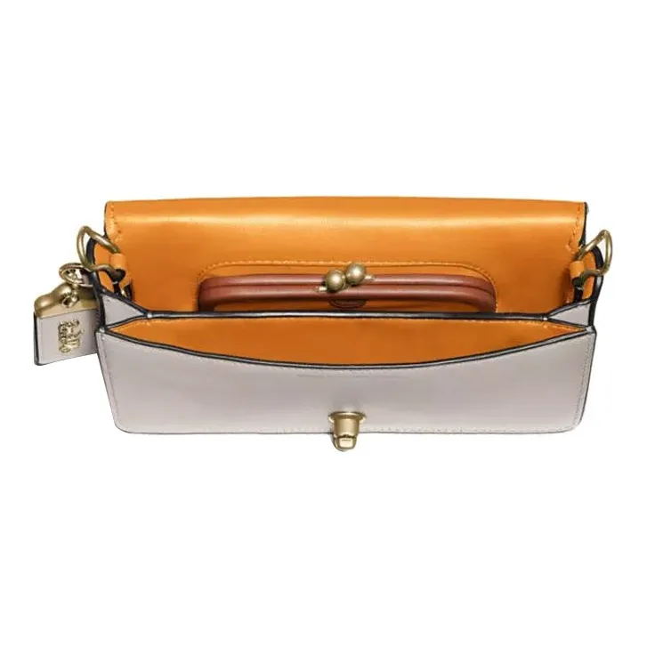COACH Disney Collaboration Dinky Leather Flap Crossbody Bag Shoulder Bag Small Size Women's White-2