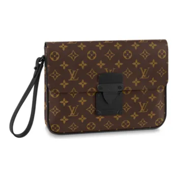 LOUIS VUITTON Coated Canvas Leather Handbag Clutch Regular Unisex Brown
