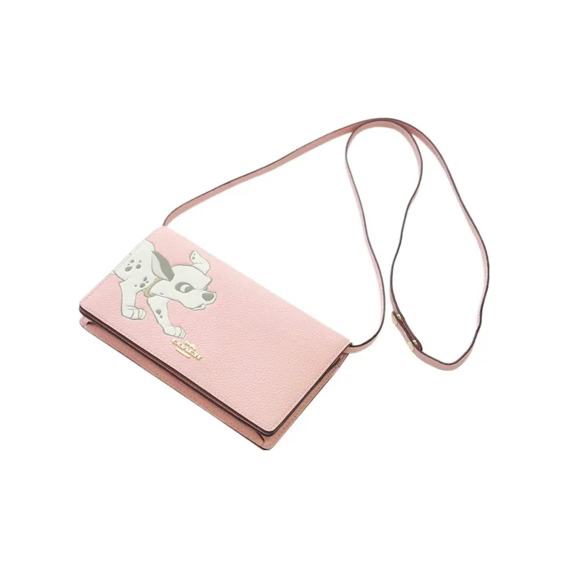 COACH Disney Collaboration Foldover Pebbled Leather Shoulder Bag Crossbody Bag Small Size Women's Cherry Blossom Pink-3