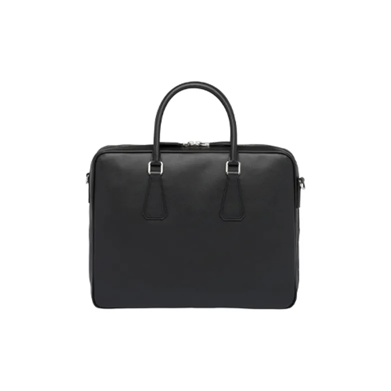 PRADA Saffiano Leather Briefcases Handbags Men's Black-2
