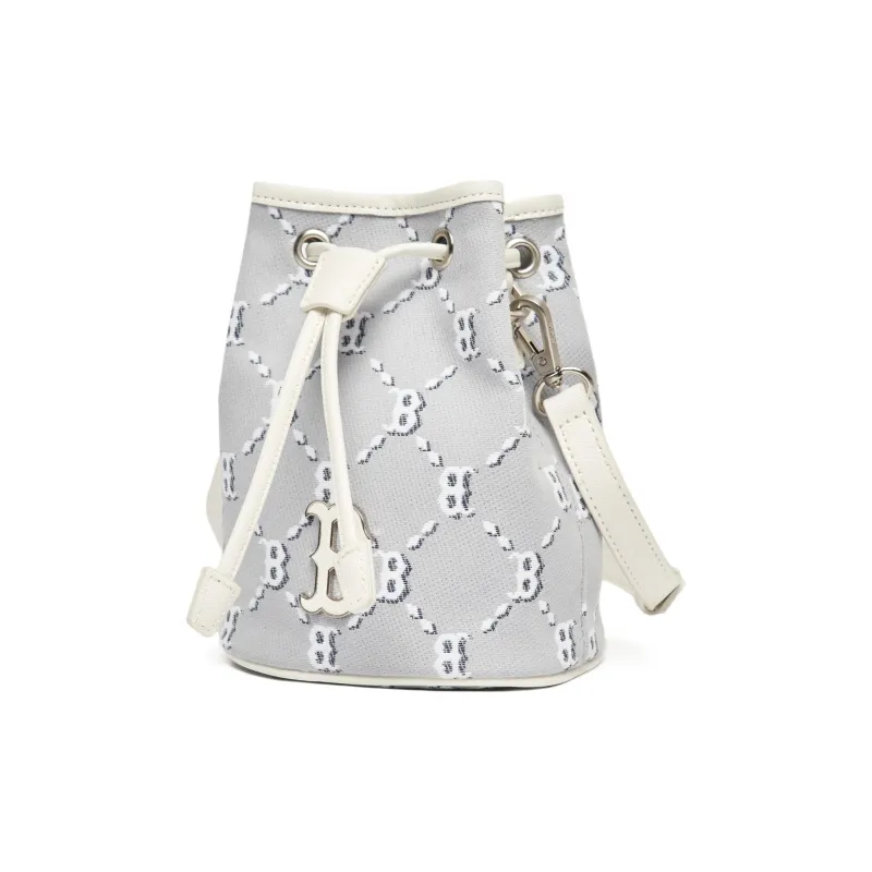 MLB Monogram Collection Polyester Bucket Bag, Shoulder Bag, Crossbody Bag Mini Unisex Light Gray-1