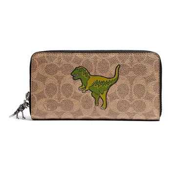 COACH Accordion Wallet Coated Canvas Long Wallets Men's Khaki