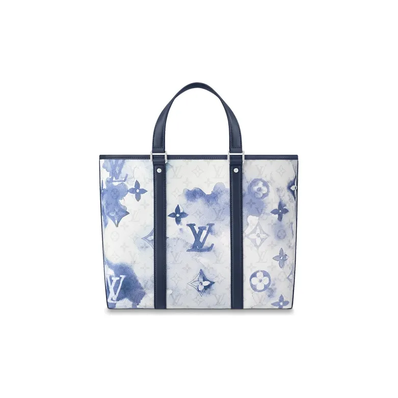 LOUIS VUITTON Canvas Tote Bag Shopping Bag Portable Crossbody Bag Shoulder Bag Men's Gradient Blue-2