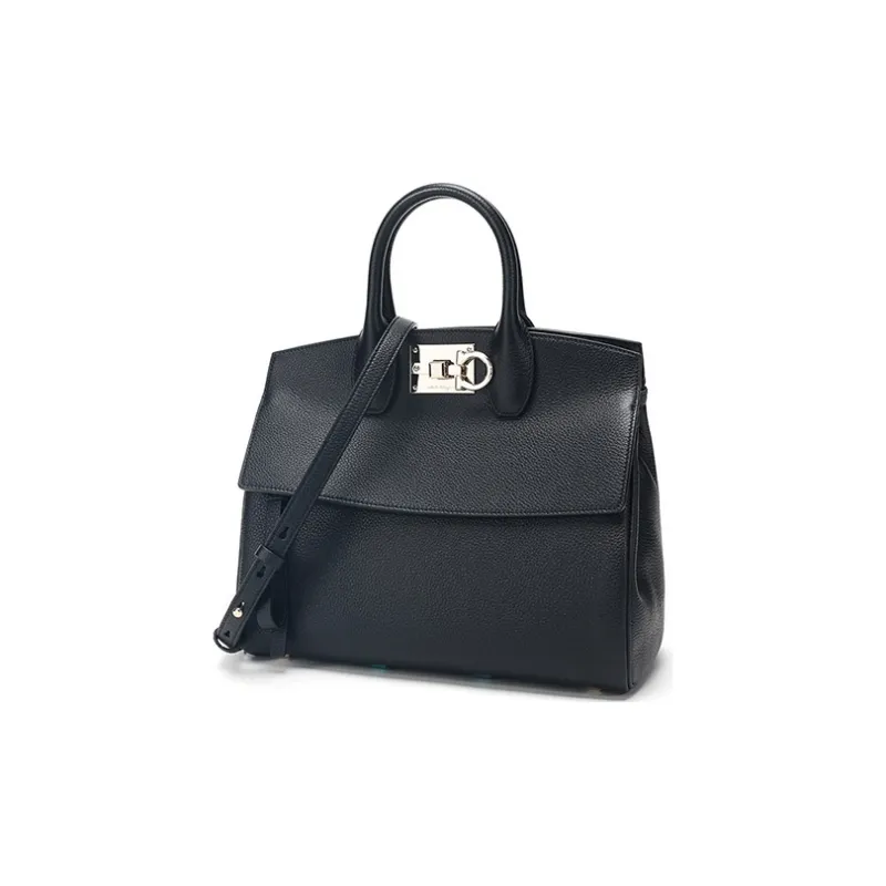 FERRAGAMO THE STUDIO Series Cow Leather Shoulder Bag, Crossbody Bag, Handbag Women's Black-1
