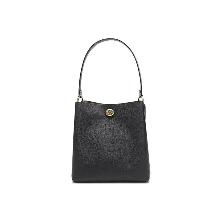 COACH Charlie Leather Bucket Bag Handbag Shoulder Bag Crossbody Bag Medium Size Women's Black-3
