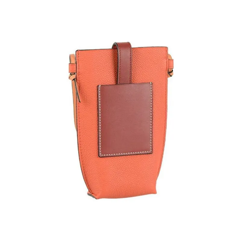 LOEWE Gate Pocket Calfskin Shoulder Bag, Crossbody Bag Regular Women's Coral/Apricot Red-2