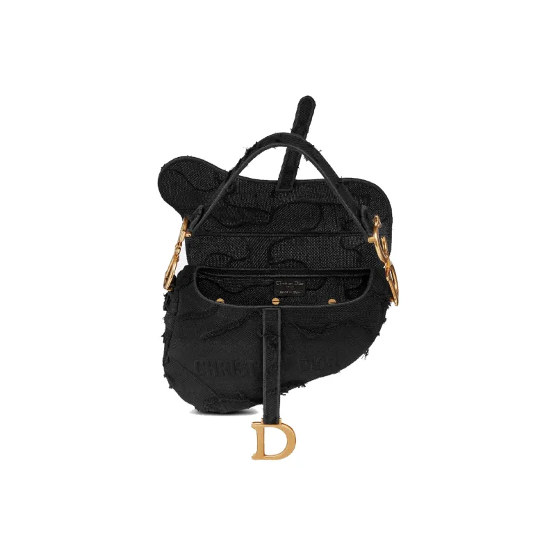 DIOR Saddle Canvas Saddle Bag Handbag Shoulder Bag Women's Black-3