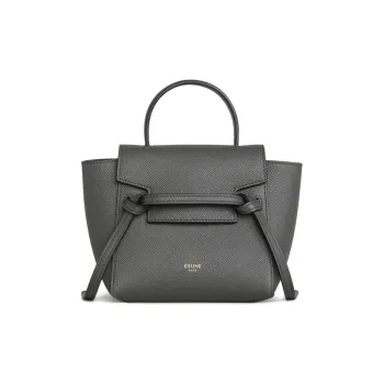 CELINE Belt Grained Calfskin Catfish Bag Shoulder Bag Crossbody Bag Handbag Pico Women's Gray