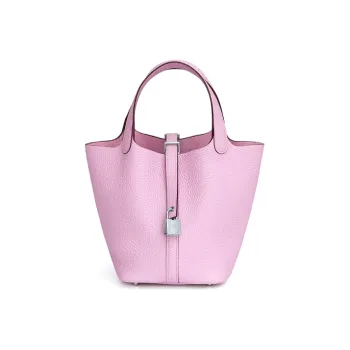 HERMES Picotin Lock Clemence Leather Basket Bag Handbag Bucket Bag Women's X9 Camellia Purple