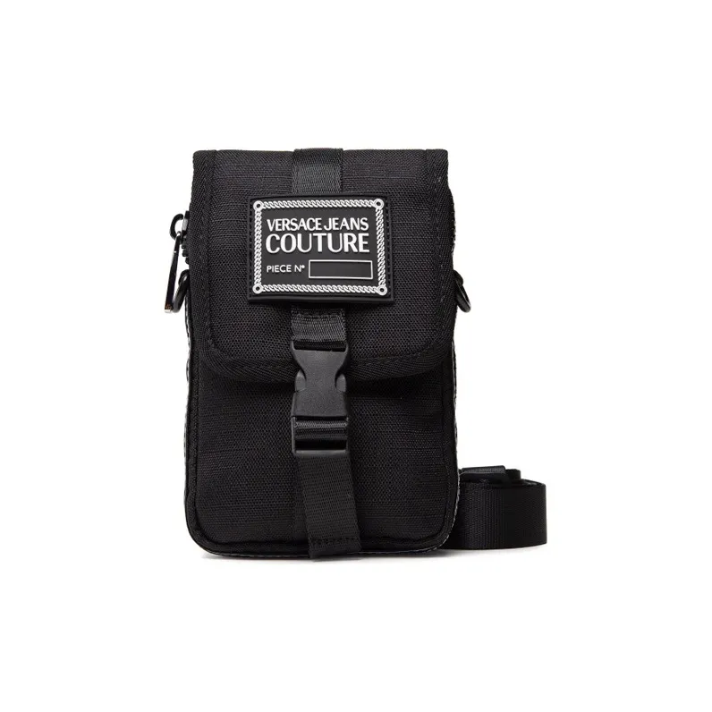 VERSACE JEANS COUTURE Fabric One Shoulder Camera Bag, Crossbody Bag Regular Men's Black-0