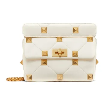 Valentino ROMAN STUD Lambskin Clutch Handbag Crossbody Bag Shoulder Bag Women's White