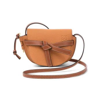 LOEWE Grained Cow Leather Saddle Bag Bowknot Shoulder Bag Crossbody Bag Mini Women's Light Caramel/Light Brown