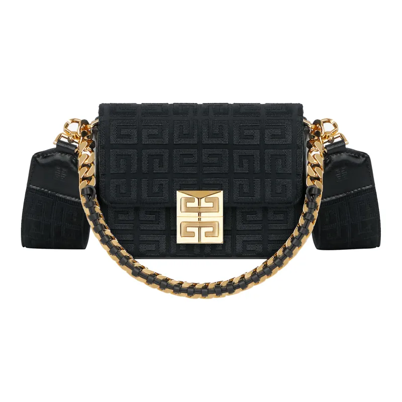 Givenchy Embroidered Canvas Bag Small 4G Black-0