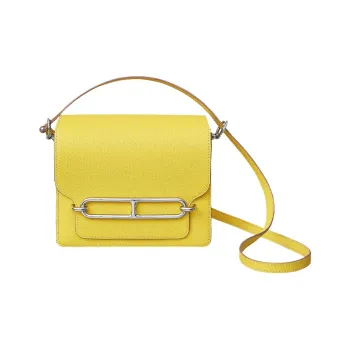 HERMES Roulis Evercolor Calfskin Shoulder Bag, Crossbody Bag Mini Women's Lemon