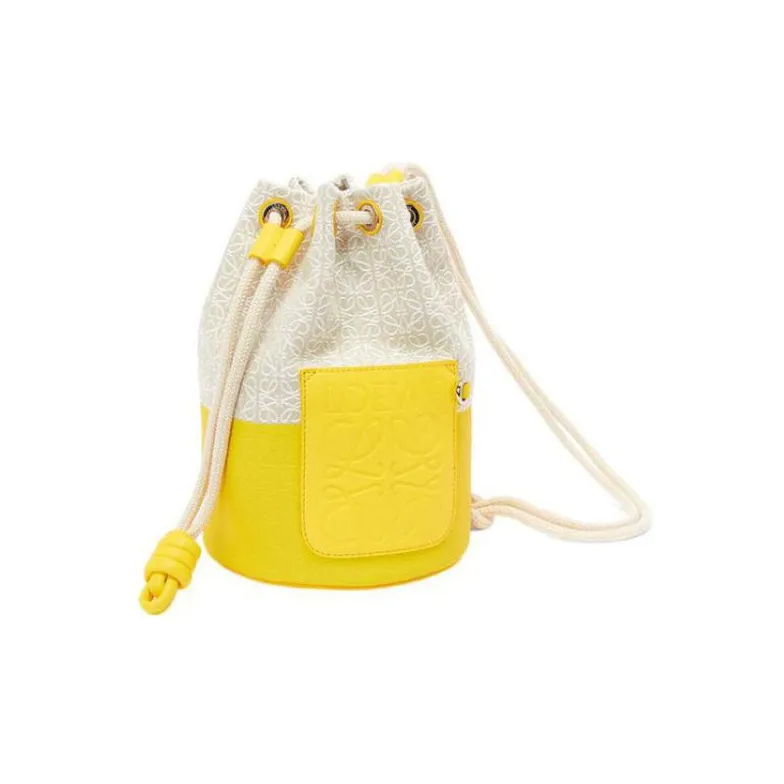 LOEWE Sailor Cow Leather Bucket Bags Shoulder Bags Small Size Women's Lemon-2
