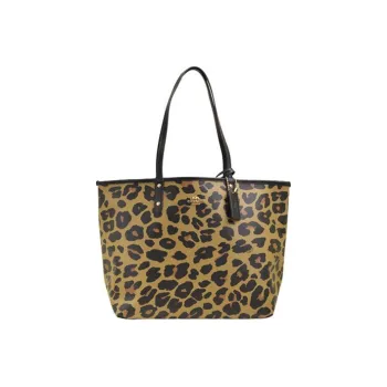 COACH CityTote PVC Tote Bag Shopping Bag Handbag Shoulder Bags Women's Leopard Print