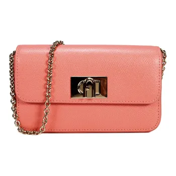 Furla 1927 Collection Pebbled Leather Crossbody Bag, Shoulder Bag Women's Orange Red