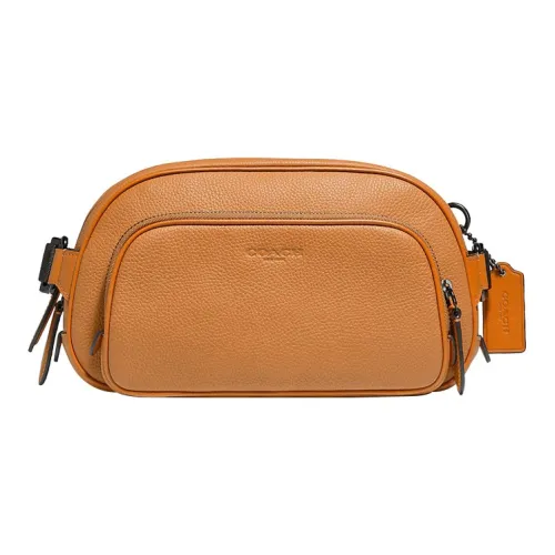 COACH Hitch Leather Chinese Steamed Bun Bag, Crossbody Bag, Shoulder Bag, Sling Bag, Fanny Pack Small Size Men's Orange