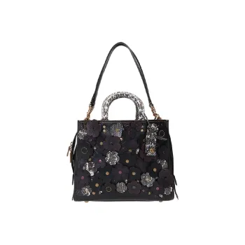 COACH Rogue Leather Shoulder Bag Crossbody Bag Handbag Large Size Women's Black